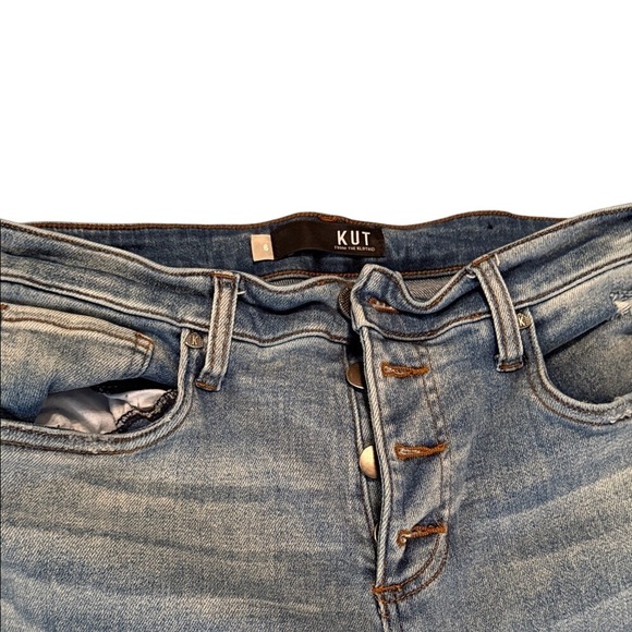Kut from the Kloth Light Blue Ripped Jeans Ankle‎ Sz 6 Button Fly - Picture 5 of 6